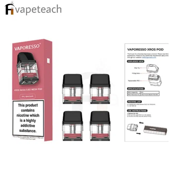VAPORESSO XROS SERIES EMPTY REPLACEMENT POD 2ML 4Pcs