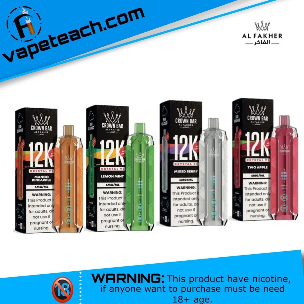 Al Fakher Crown Bar Crystal V2 12000 Puffs Disposable Vape in Dubai UAE 