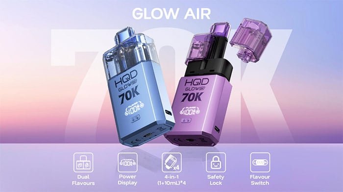 HQD Glow Air 70K Puffs Dual Flavor Disposable Vape – Replaceable Pod System 20mg in UAE