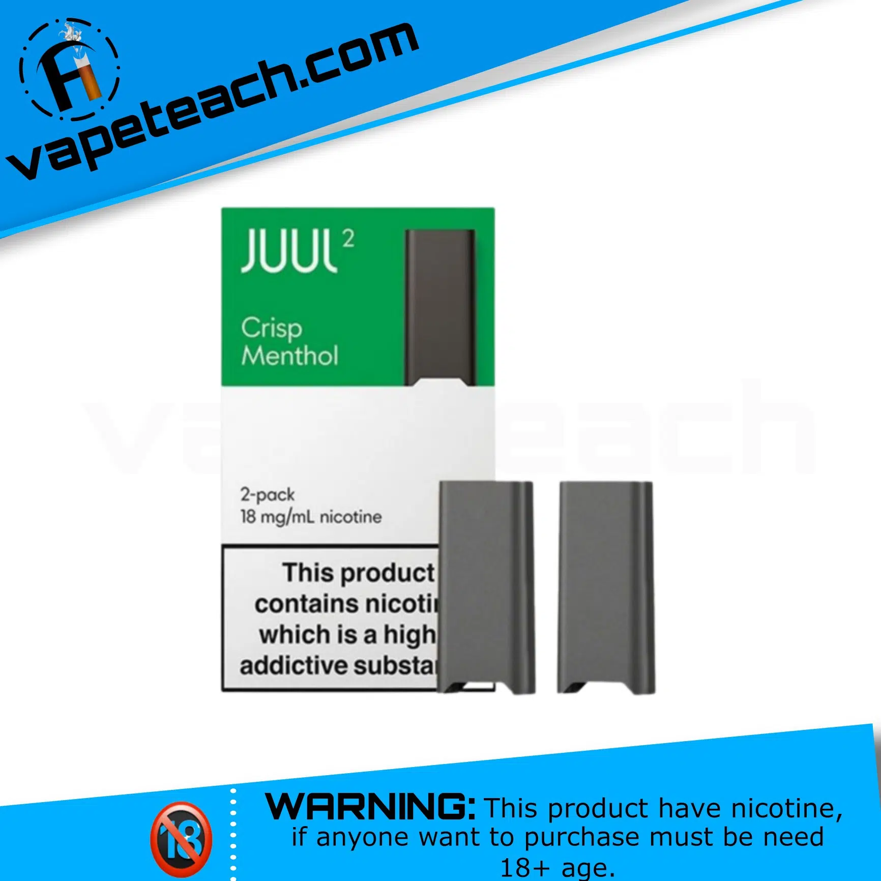 Juul 2 – Crisp Menthol Pods – 18 Mg Nicotine