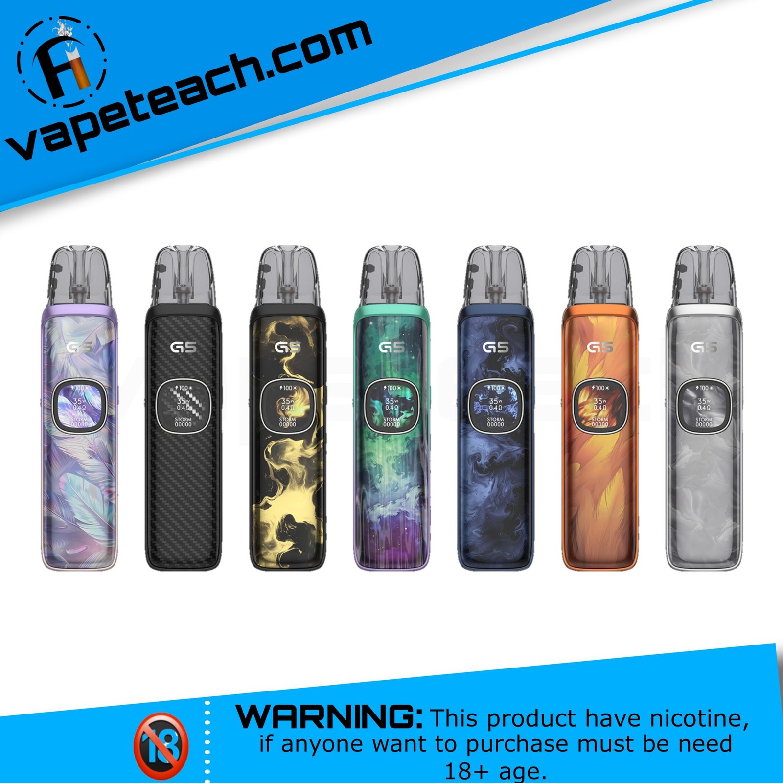 Uwell Caliburn G5 Pod Kit with 1600mAh battery, 35W output