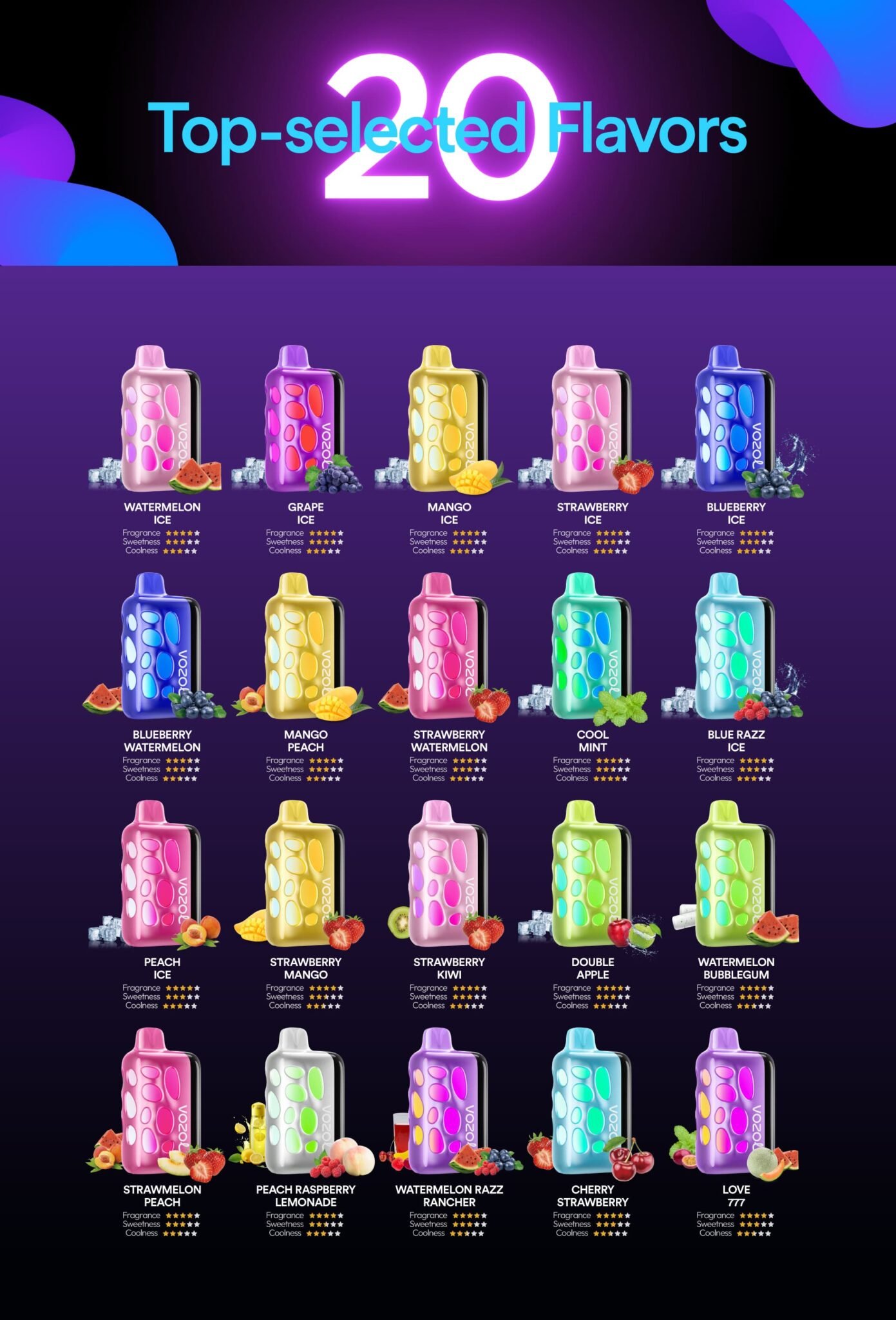 VOZOL Rave 40000 Puffs 50MG Disposable Vape