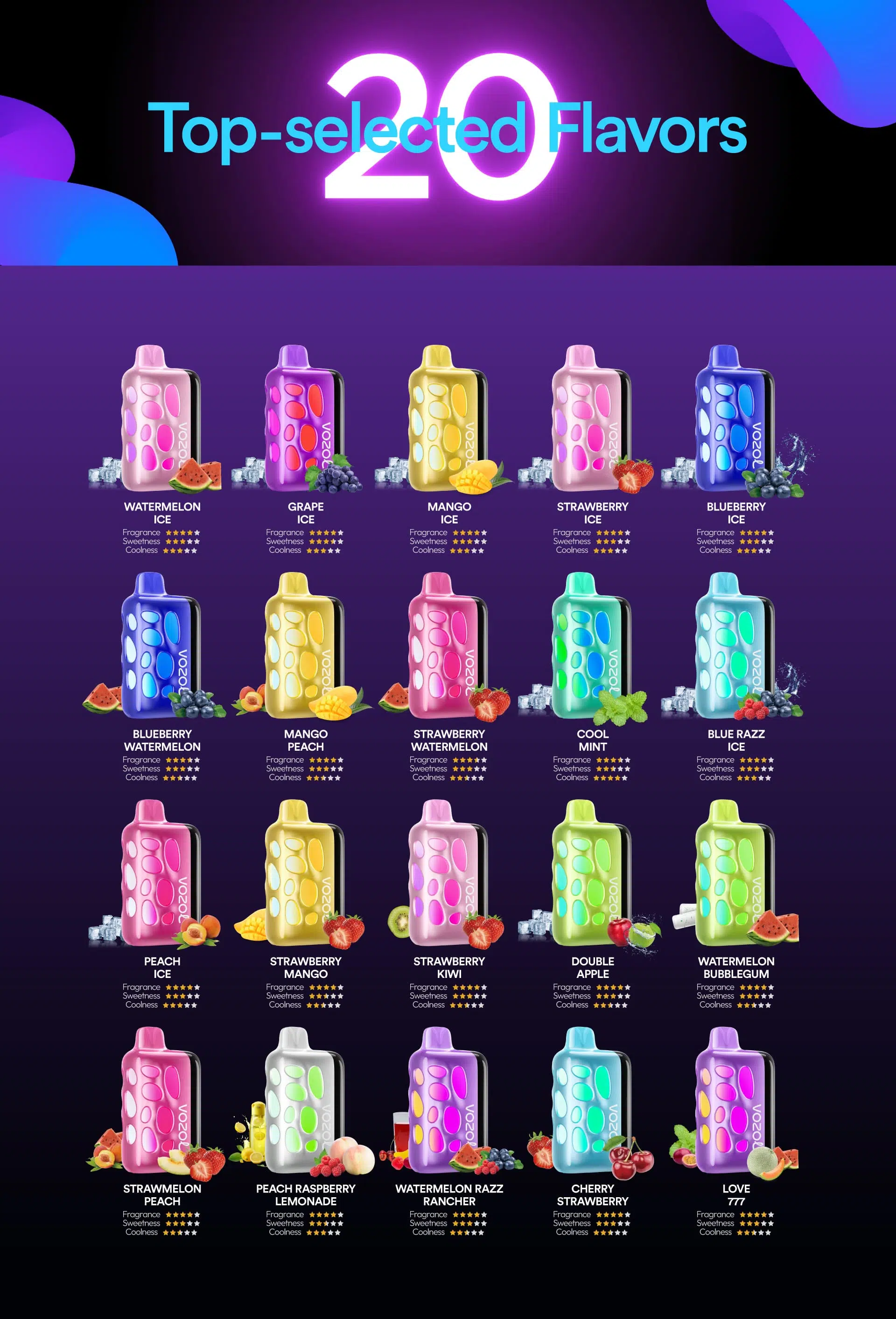 VOZOL Rave 40000 Puffs 50MG Disposable Vape