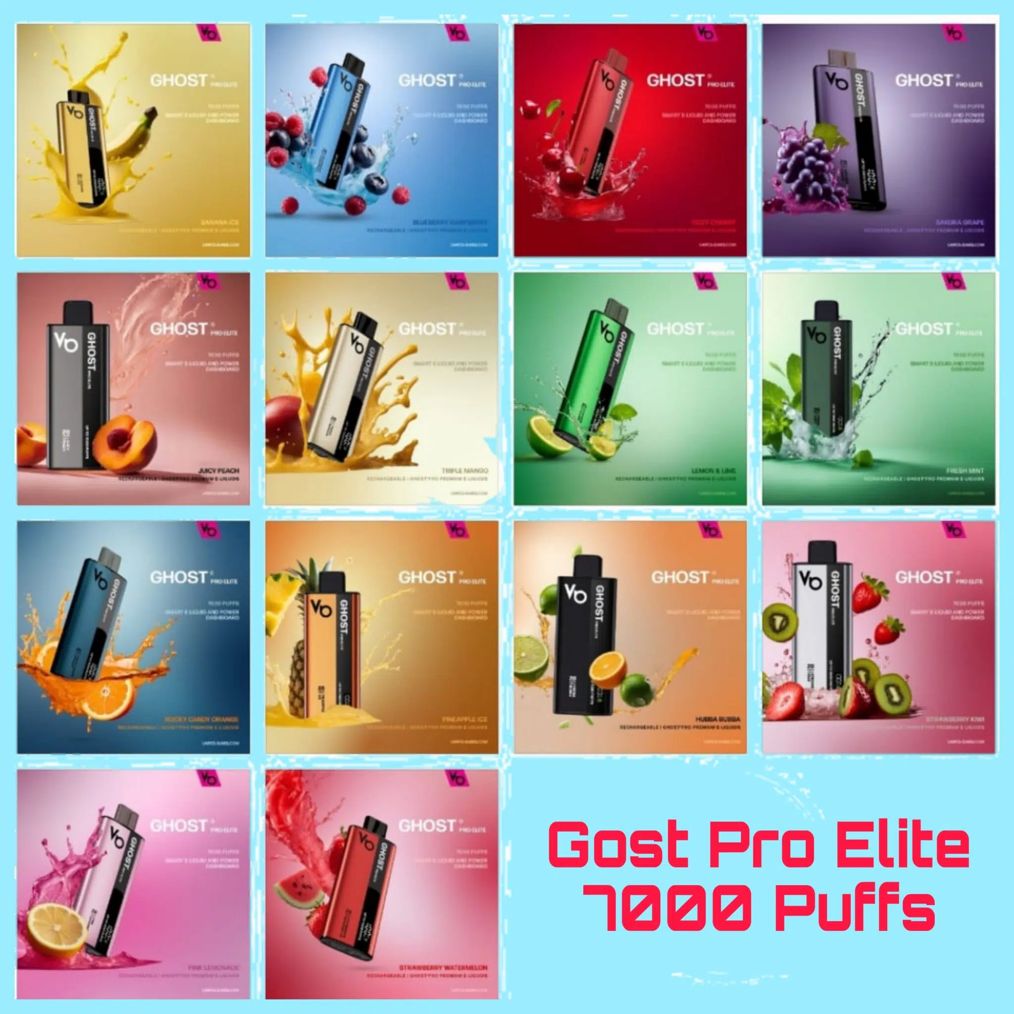 Vapes Bars Ghost Pro Elite 7000 Puffs Disposable Vape